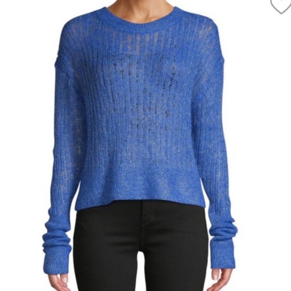 RtA Blue Metallic Open Knit Sweater NWT size XS